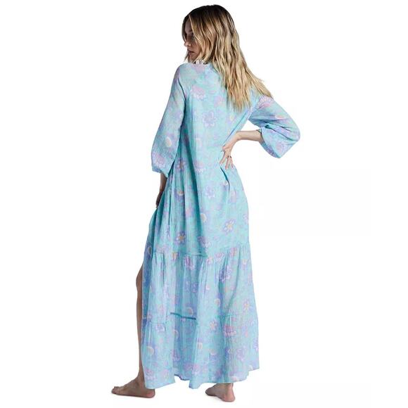 Billabong Daring Heart Maxi Dress | NWT | Blue Boho Long Sleeve | Size S - Picture 3 of 7